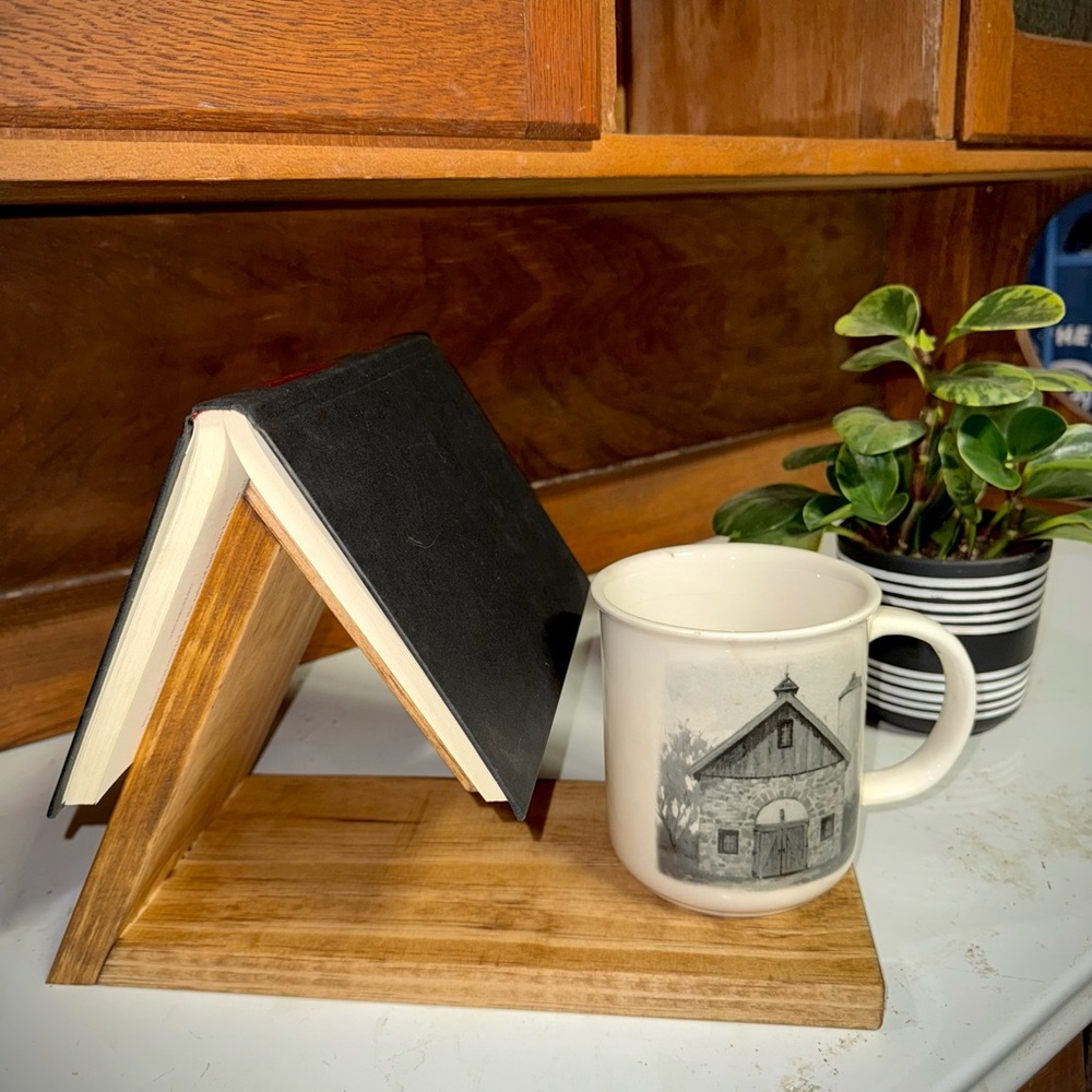 Handmade wooden book stand / mug coaster